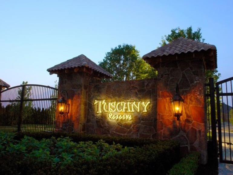 Real Estate Development - Residential development project: Tuscany Reserve Entrance Sign